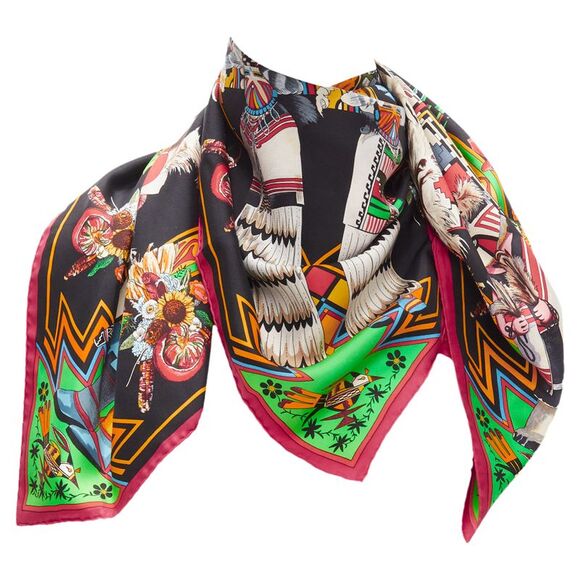 Hermes Silk Mixed Aboriginal Print Square Scarf - Picture 1 of 5
